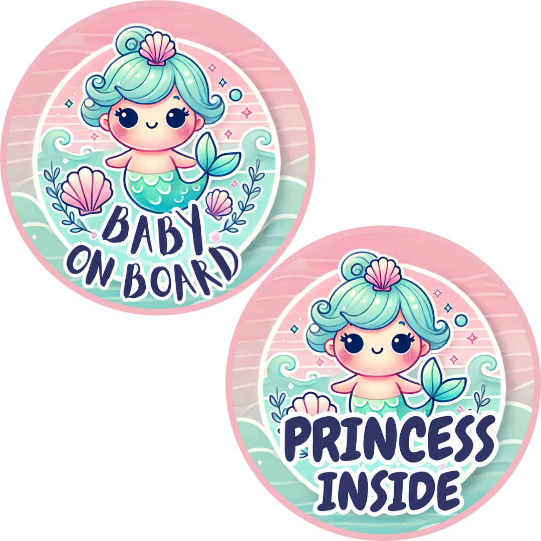 Baby on Board Sticker Set, Mermaid Baby, 2-Pack