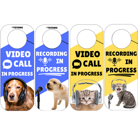 Do Not Disturb Door Knob Hanger Sign, Video Call In Progress / Recording In Progress, Dog & Cat Pet