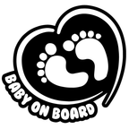 Baby on Board Car Sticker, Heart Footprint Design