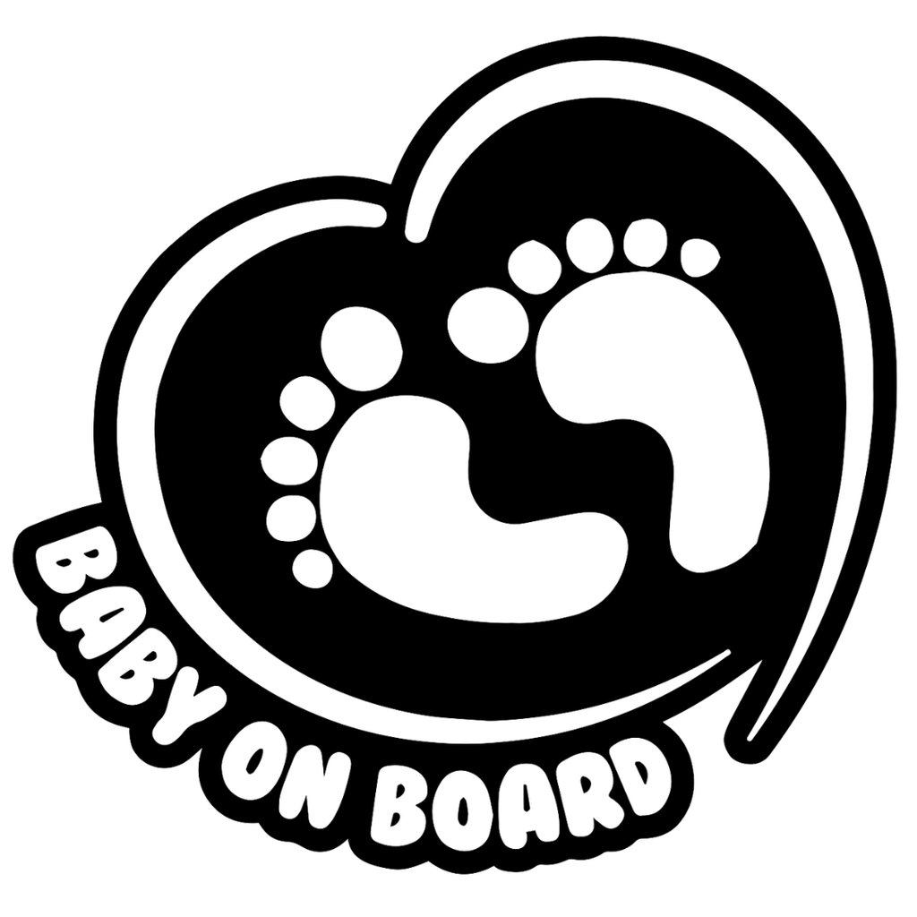 Footprint in Heart Baby on Board Sticker - Funny Cute Safety Caution Decal Sign for Cars Windows and Bumpers