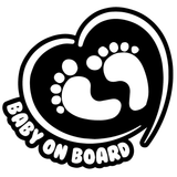 Footprint in Heart Baby on Board Sticker - Funny Cute Safety Caution Decal Sign for Cars Windows and Bumpers