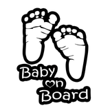Footprint Baby on Board Sticker - Funny Cute Safety Caution Decal Sign for Cars Windows and Bumpers