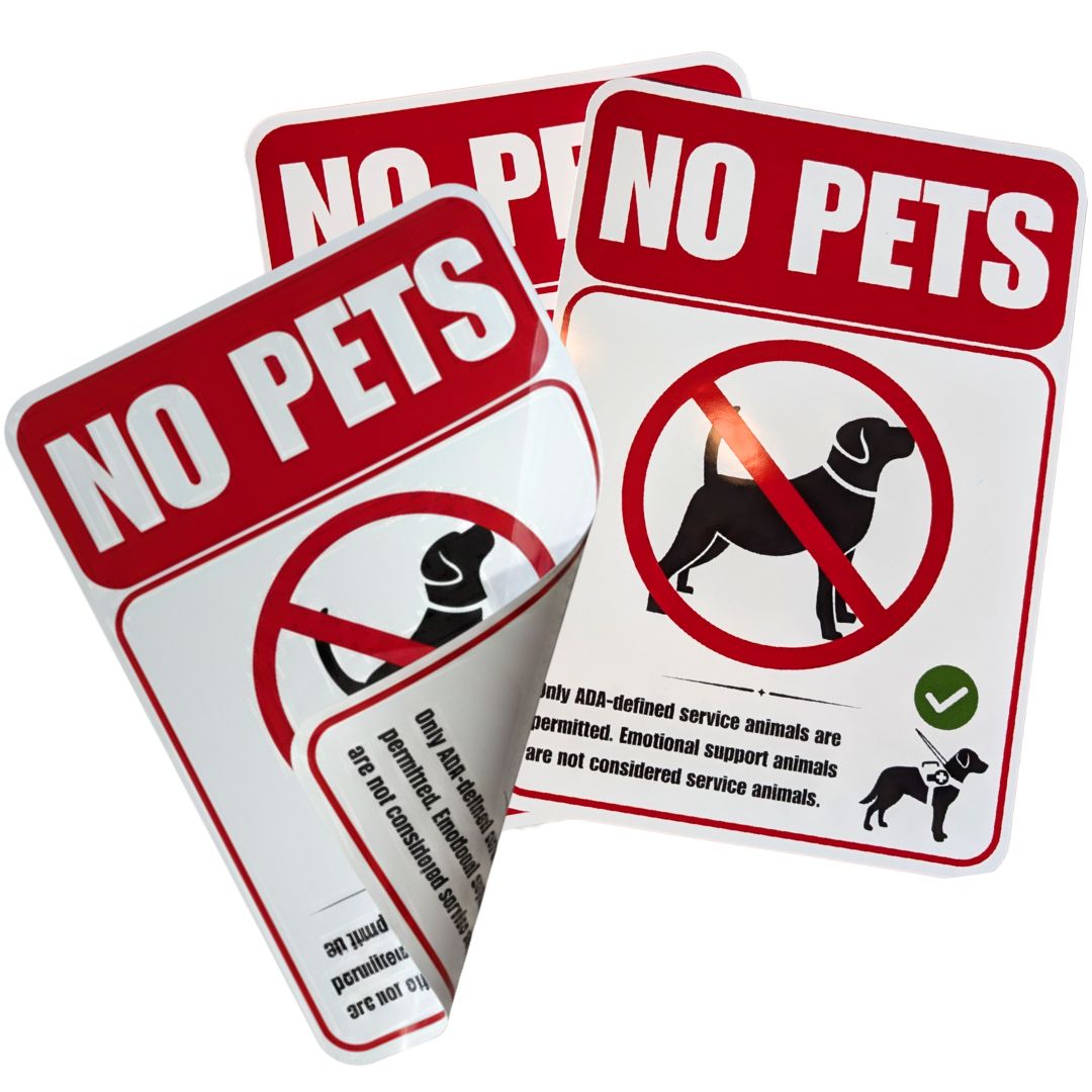 No Pets Allowed Window Stickers, Double-Sided, 3-Pack