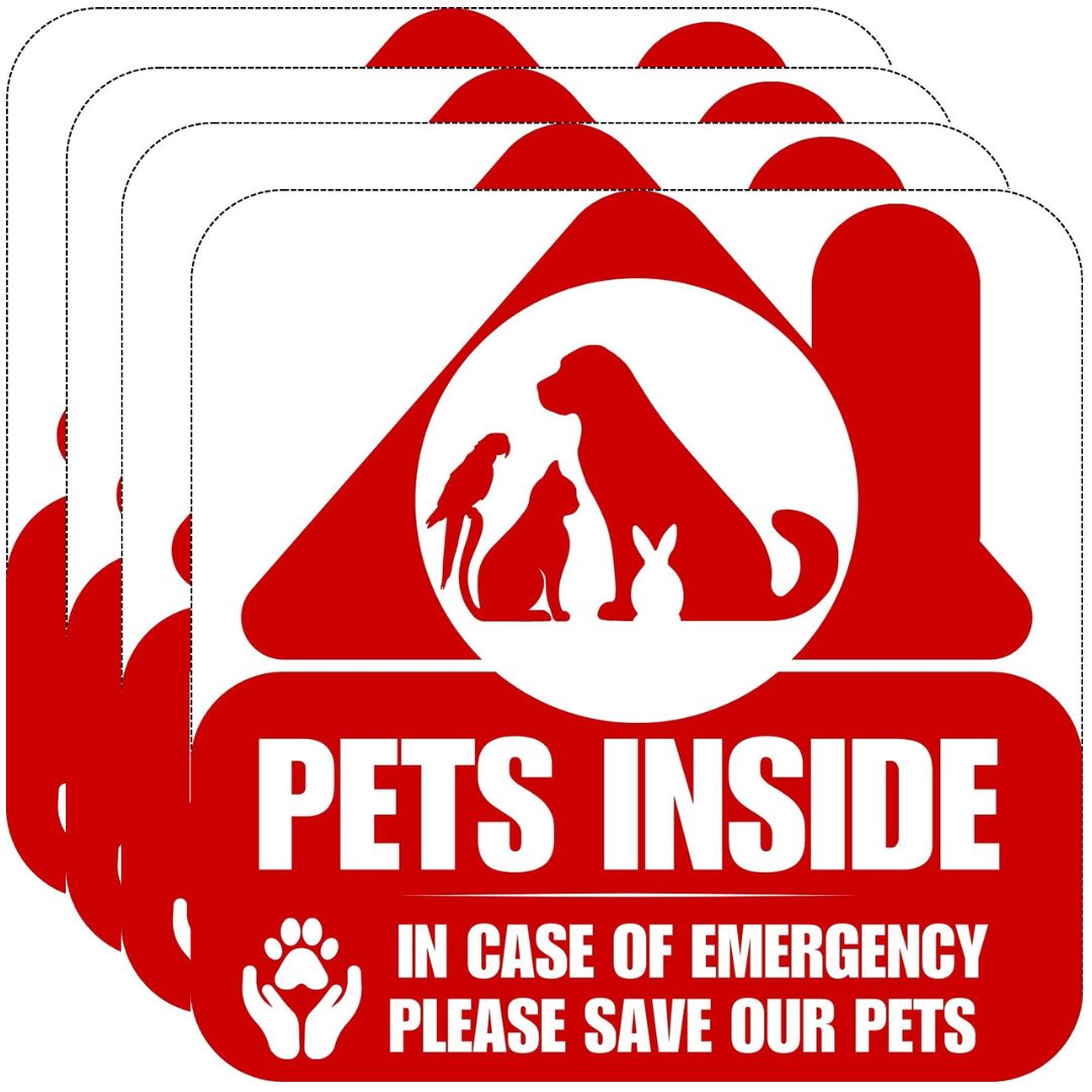 Pets Inside Emergency Alert Stickers, Photo Option, 4-Pack