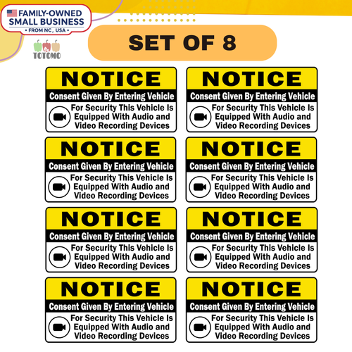 TOTOMO eight audio and video recording notice stickers arranged in two columns