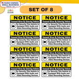8pc Notice Please Do Not Slam Door Sticker 5" x 1.5" Two-Sided Glass Door Label