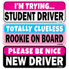 Funny Student Driver Car Stickers, Pastel, 3-Pack