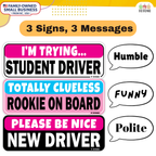 Funny Student Driver Car Magnets, Pastel, 3-Pack