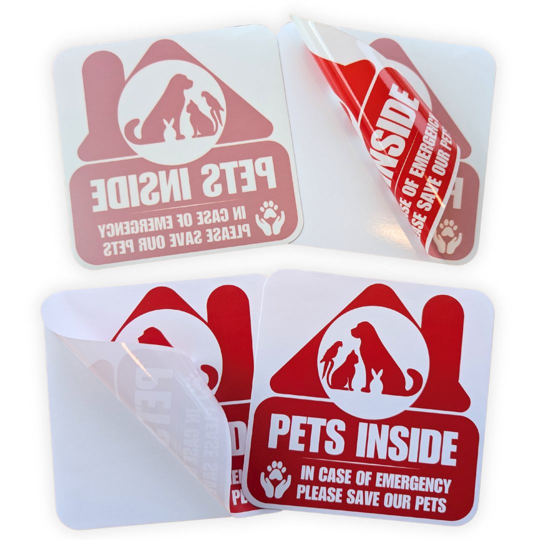 Pets Inside Emergency Alert Stickers, Photo Option, 4-Pack