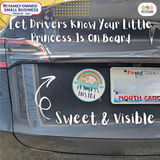 Baby on Board Sticker Set , 2-Pack Pastel Rainbow Car Decals “Baby on Board” + “Princess Inside”