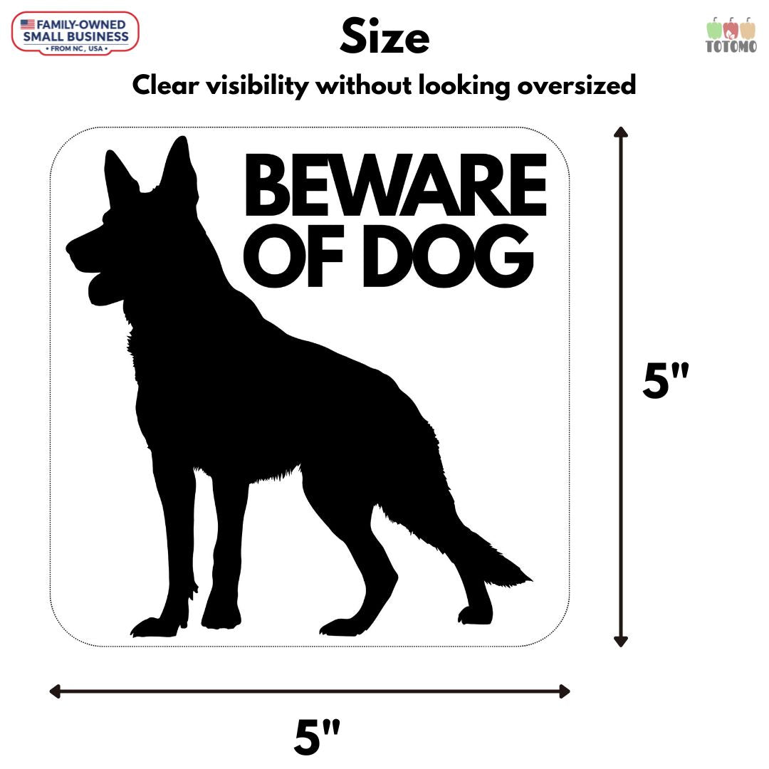 Beware of Dog Stickers, Front and Back Adhesive, 4-Pack