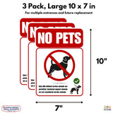 TOTOMO No Pets Allowed Double-Sided Window Stickers, 10" x 7" Business Signs, 3-Pack