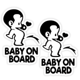 Peeing Boy Baby on Board Sticker - Funny Cute Safety Caution Decal Sign for Cars Windows and Bumpers