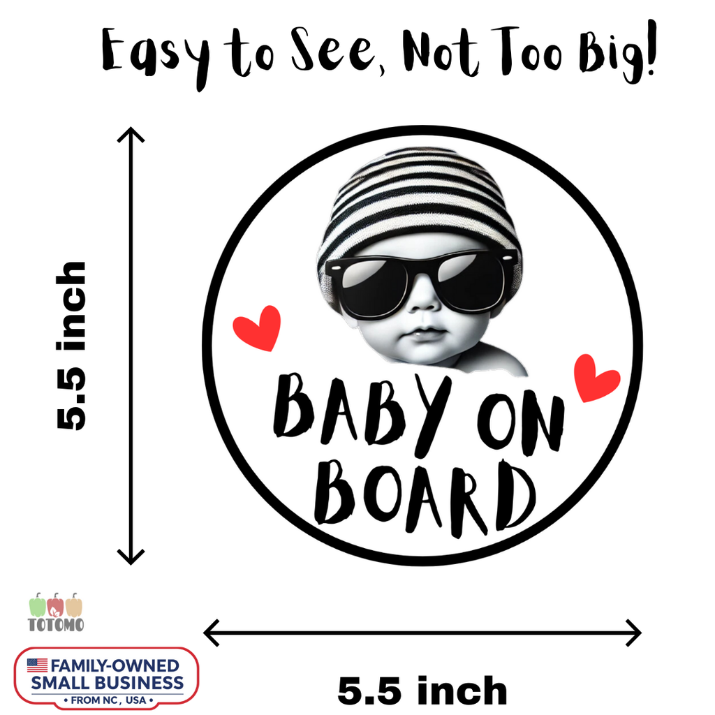 Baby on Board Sticker Set, Sunglasses Baby, 2-Pack