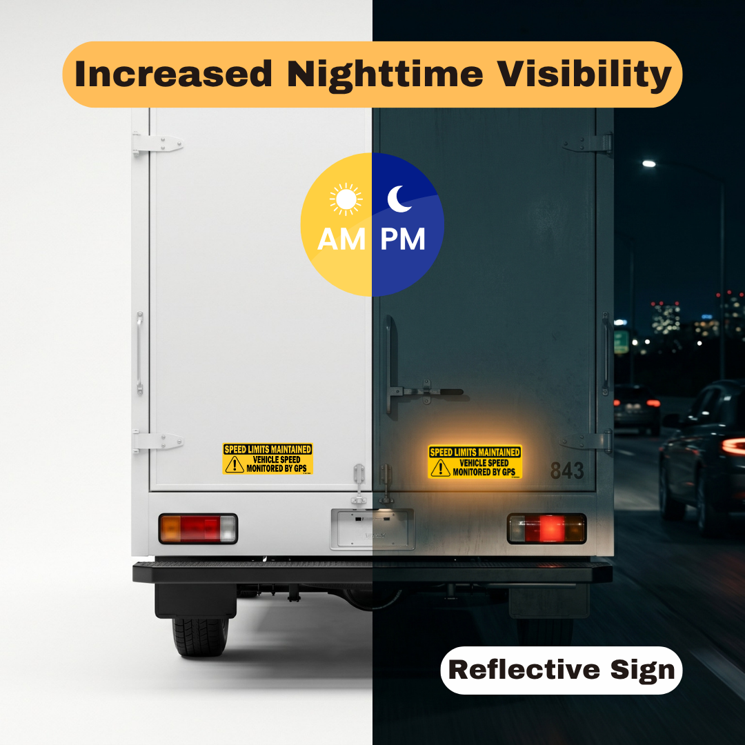 GPS Speed Monitored Reflective Vehicle Signs, Black