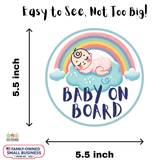 Baby on Board Sticker Set , 2-Pack Pastel Rainbow Car Decals “Baby on Board” + “Princess Inside”