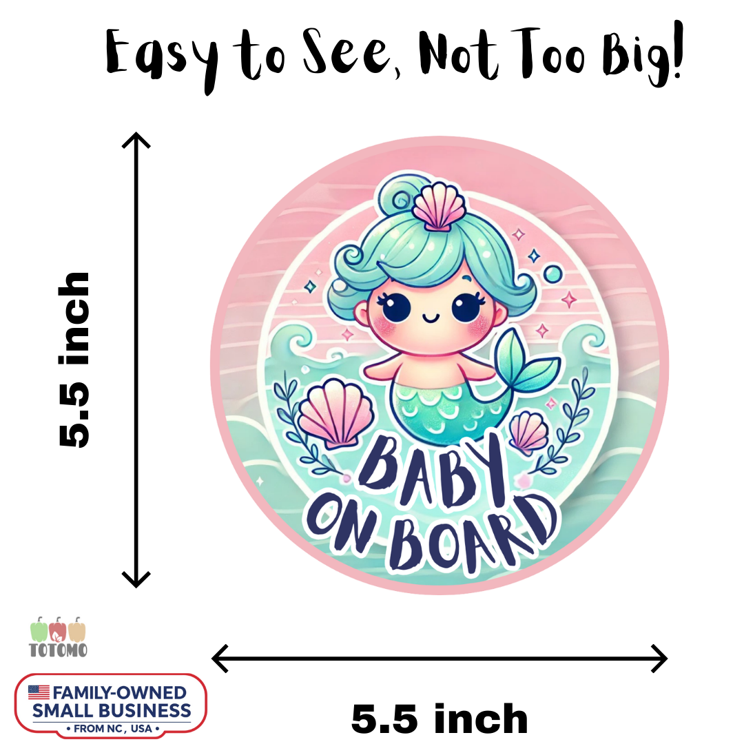 Baby on Board Sticker Set, Mermaid Baby, 2-Pack