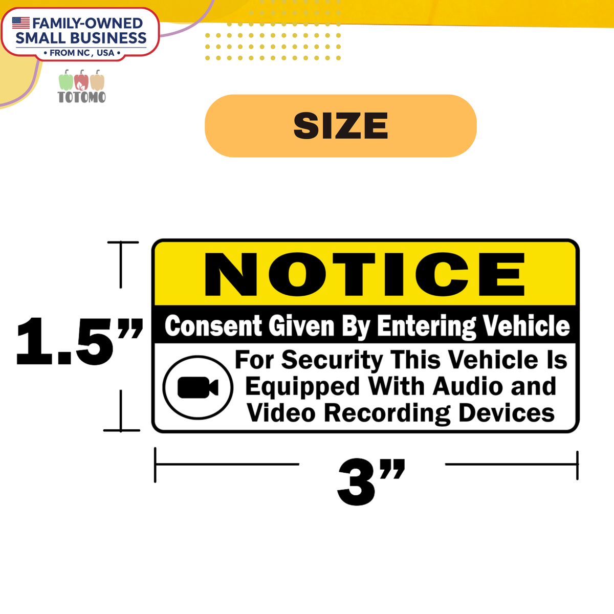 Audio and Video Recording Notice Stickers, 8-Pack