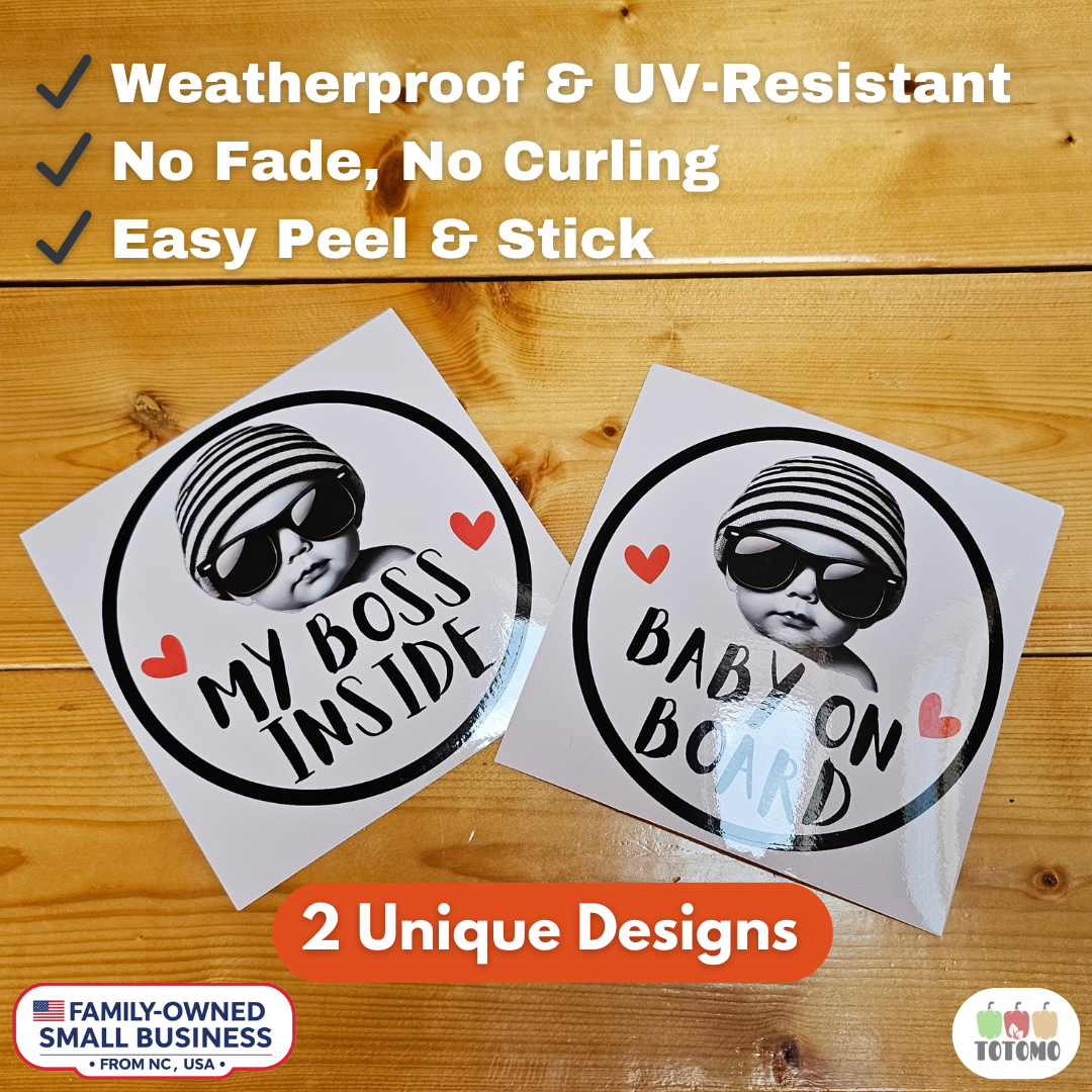 Baby on Board Sticker Set, Sunglasses Baby, 2-Pack