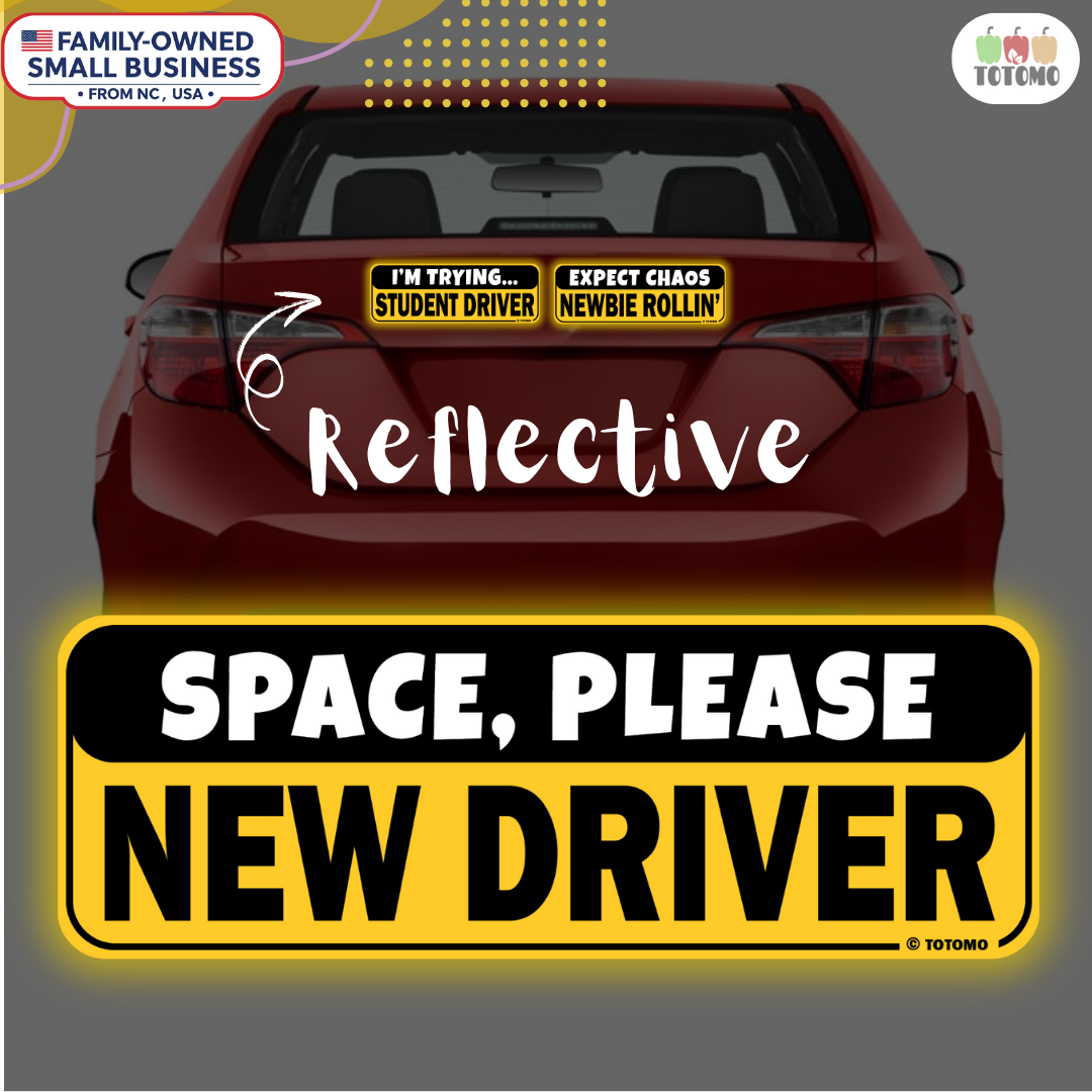 Funny Student Driver Car Magnets, Yellow, 3-Pack