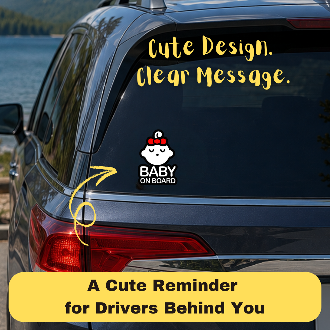 Baby on Board Car Sticker, Sleeping Baby Girl