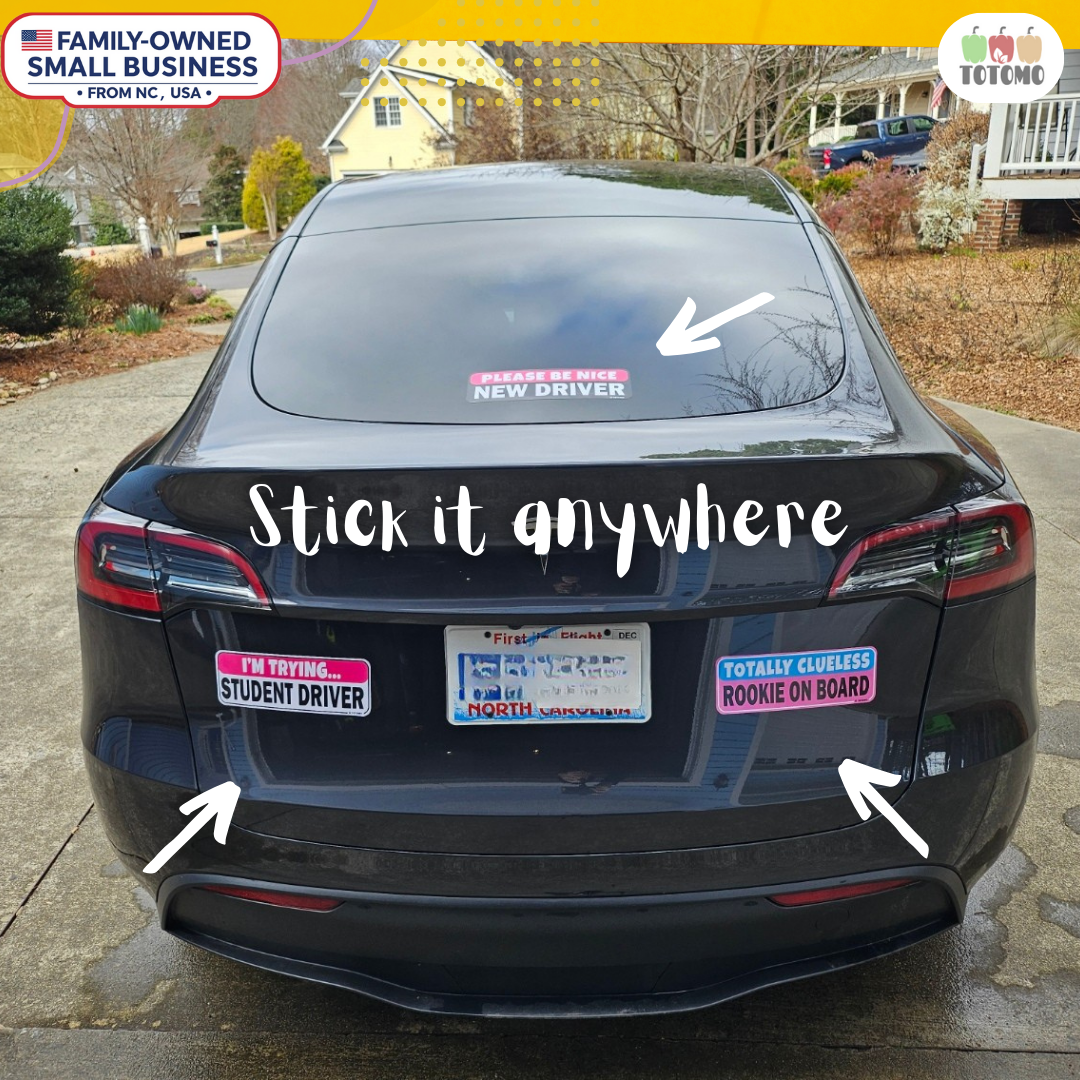 Funny Student Driver Car Stickers, Pastel, 3-Pack