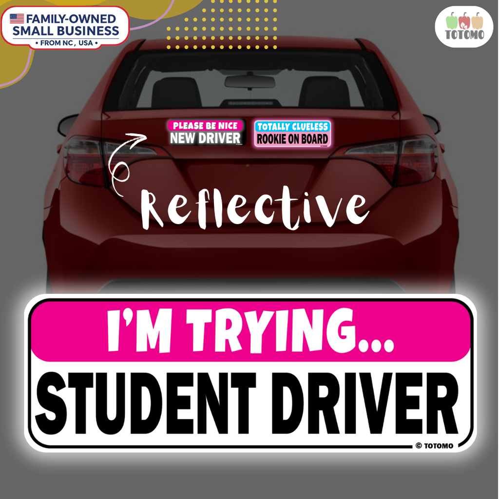 Funny Student Driver Car Magnets, Pastel, 3-Pack