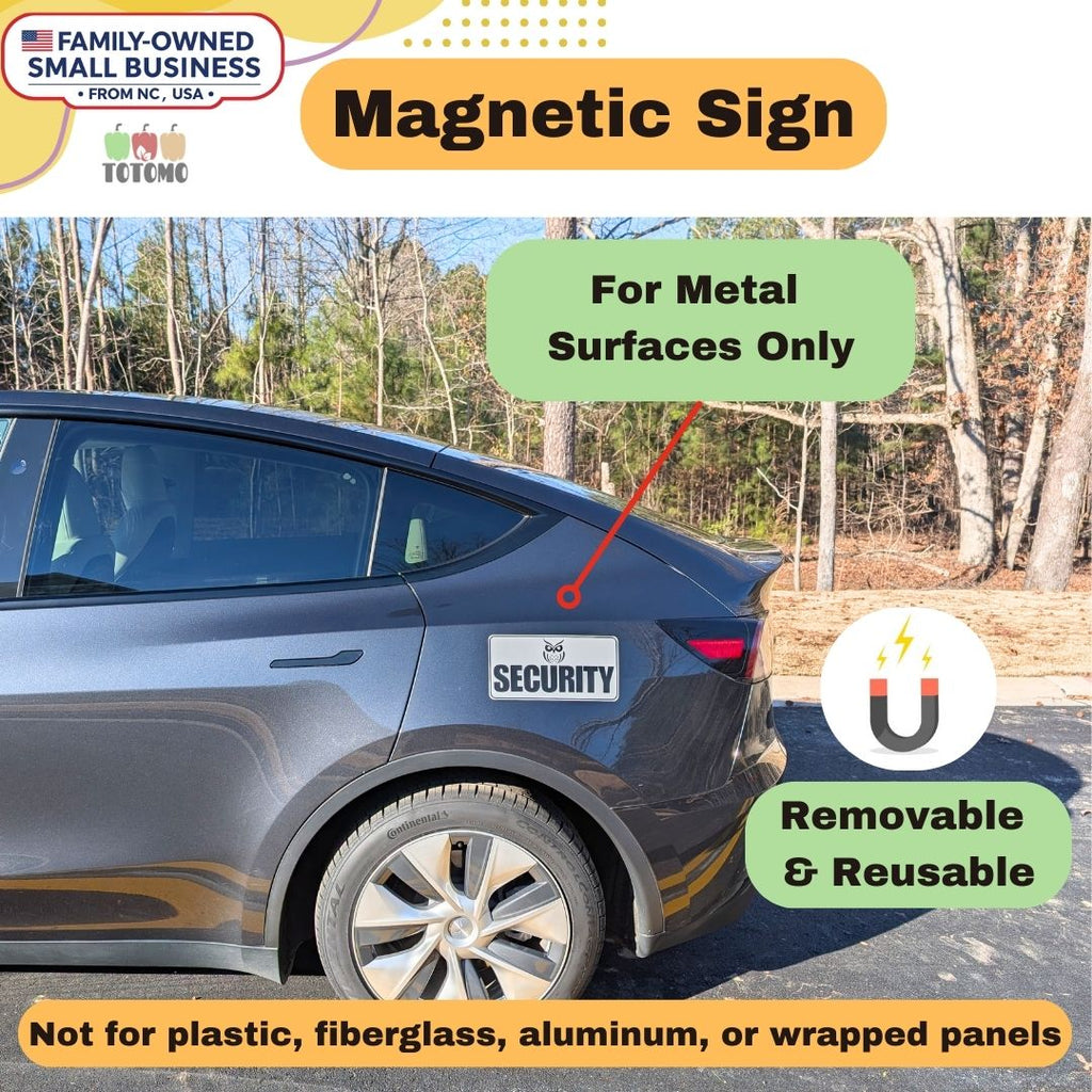 Reflective Security Vehicle Magnets, White, 4-Pack