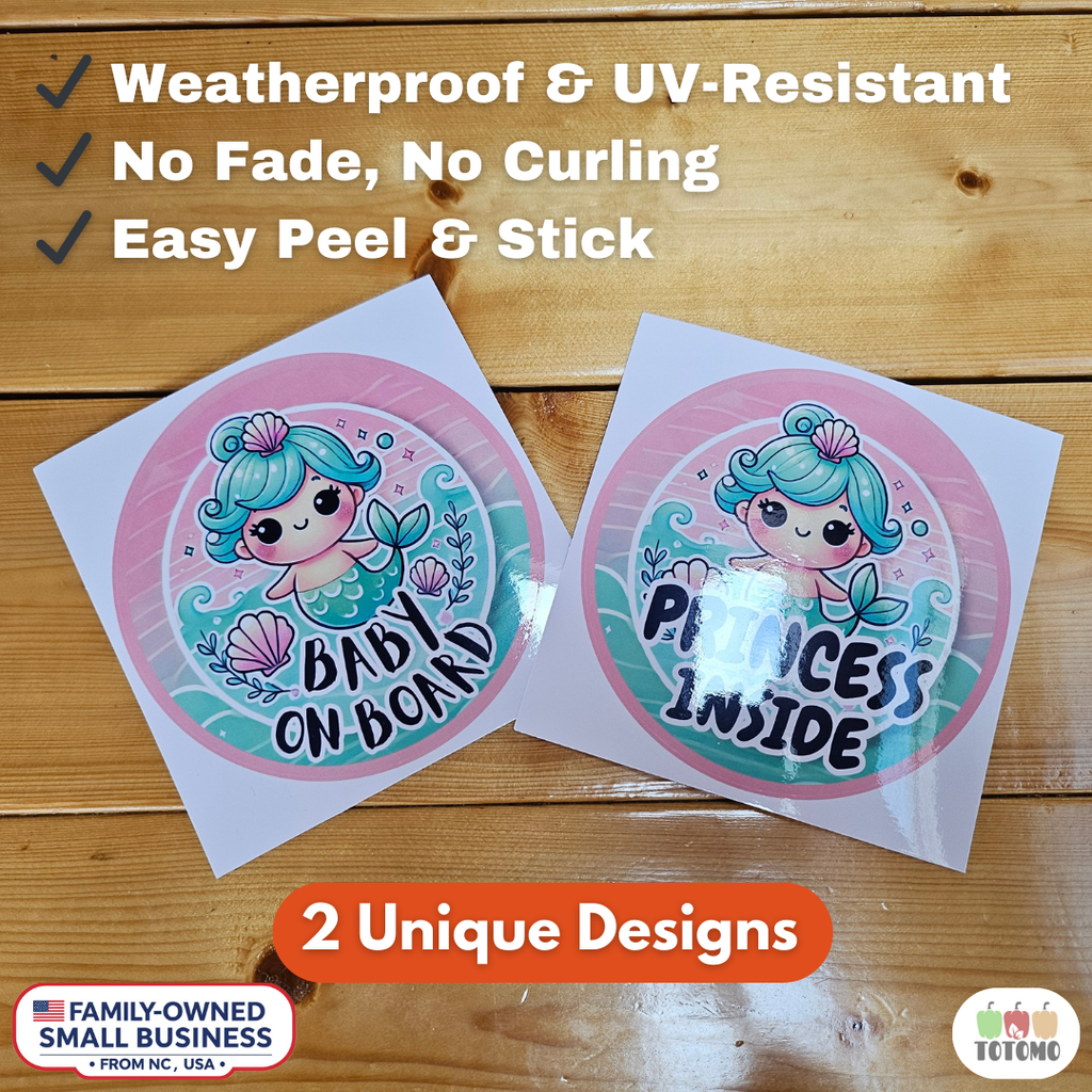 Baby on Board Sticker Set, Mermaid Baby, 2-Pack