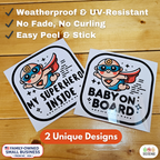 Baby on Board Sticker Set, Superhero Baby, 2-Pack