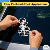 Peeing Boy Baby on Board Sticker - Funny Cute Safety Caution Decal Sign for Cars Windows and Bumpers
