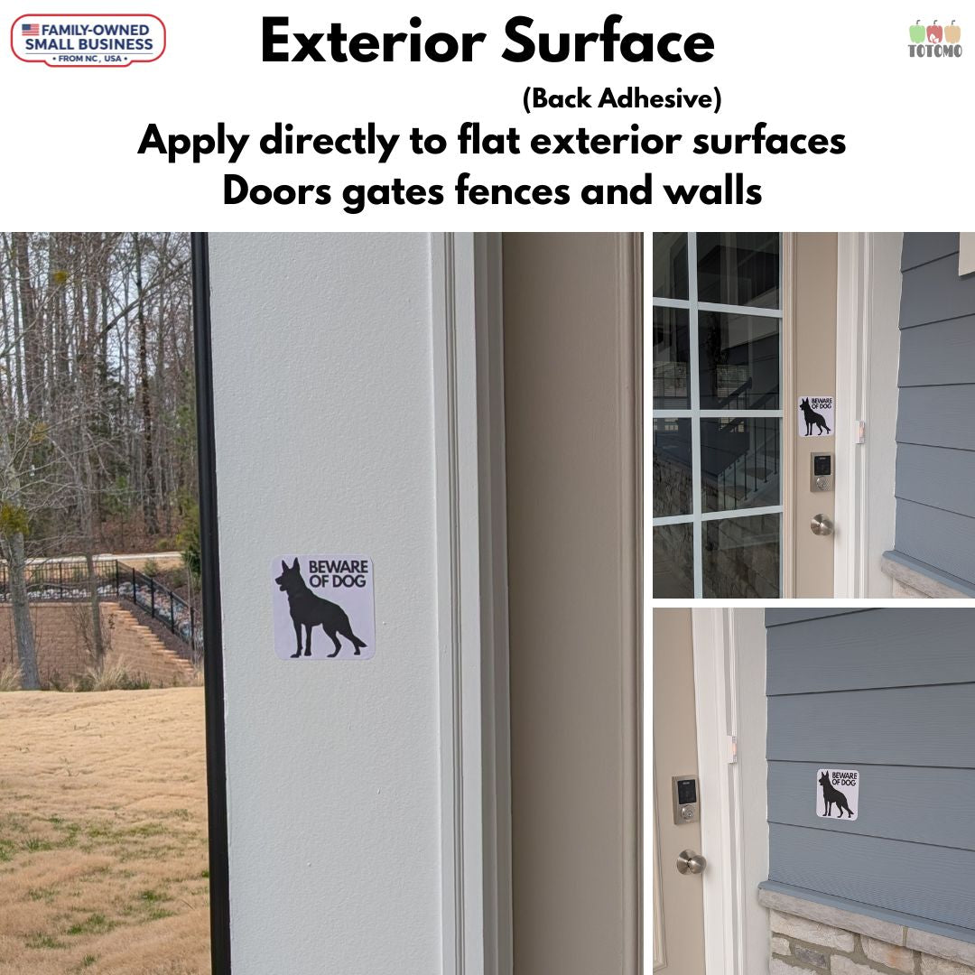 Beware of Dog Stickers, Front and Back Adhesive, 4-Pack