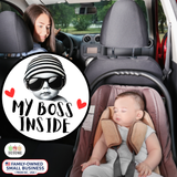 Baby on Board Sticker Set, 2-Pack Funny Car Decals “Baby on Board” + “My Boss Inside”
