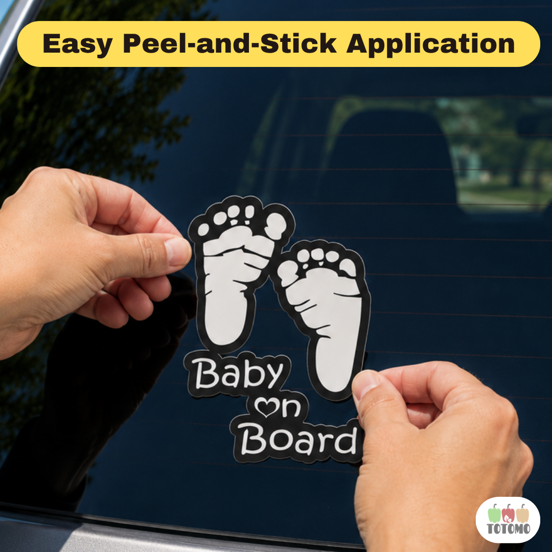 Baby on Board Car Sticker, Baby Footprint Design