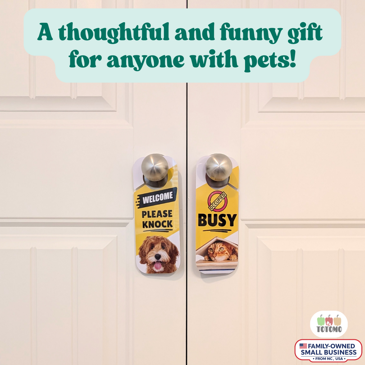 Do Not Disturb Door Hangers, Dog and Cat Mood Design, 2-Pack