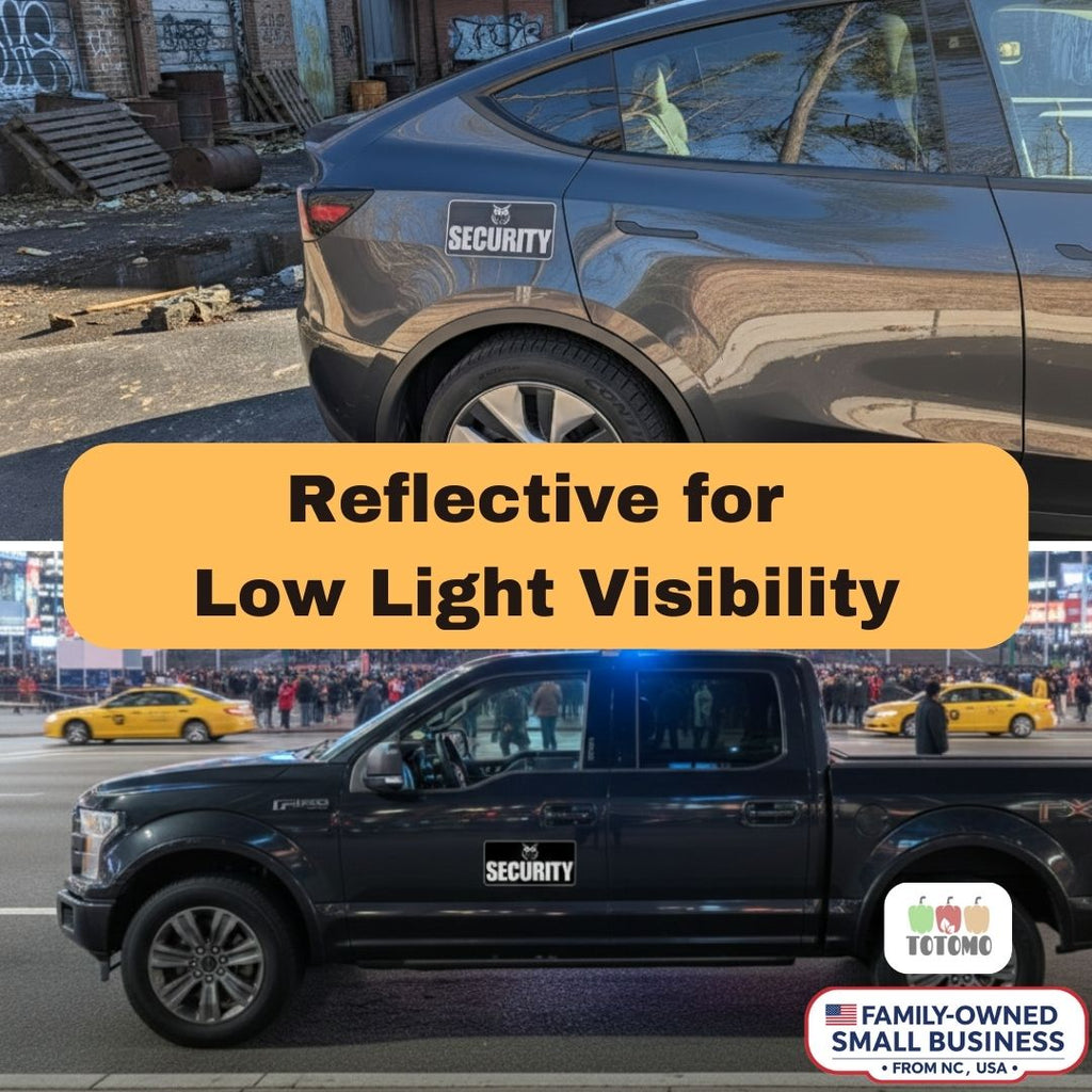 Reflective Security Vehicle Magnets, Black, 4-Pack