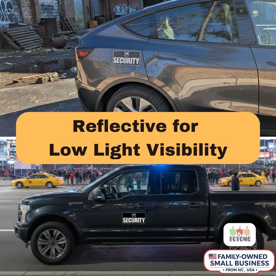 Reflective Security Vehicle Magnets, Black, 4-Pack
