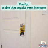 Do Not Disturb Door Knob Hanger Sign, Cute Cat Pet Design, Away / at Lunch / Please Knock, 3.5" x 9"