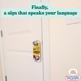 Do Not Disturb Door Knob Hanger Sign, Cute Dog Pet Design, Away / at Lunch / Please Knock, 3.5" x 9"