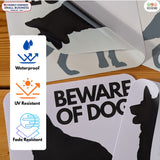 TOTOMO Beware of Dog Vinyl Warning Stickers, Front and Back Adhesive, 5" x 5", 4-Pack