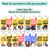 Do Not Disturb Door Knob Hanger Sign, Cute Cat Pet Design, Away / at Lunch / Please Knock, 3.5" x 9"