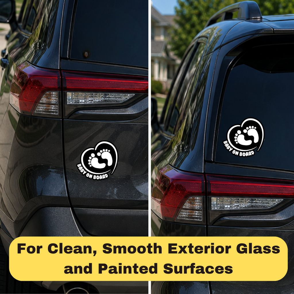 Baby on Board Car Sticker, Heart Footprint Design