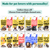 Do Not Disturb Door Knob Hanger Sign, Cute Dog Pet Design, Away / at Lunch / Please Knock, 3.5" x 9"