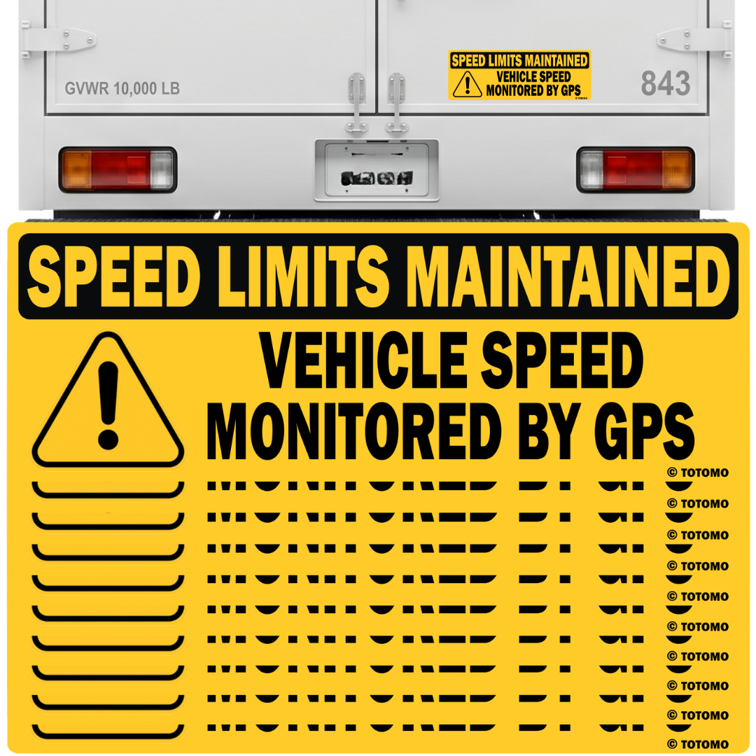 GPS Speed Monitored Reflective Vehicle Signs, Black