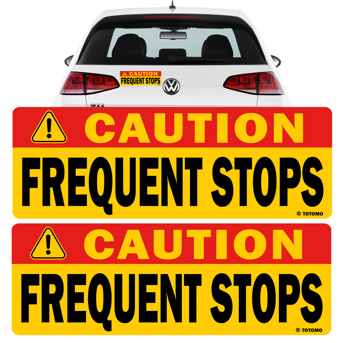 Caution Frequent Stops Reflective Vehicle Signs, Red