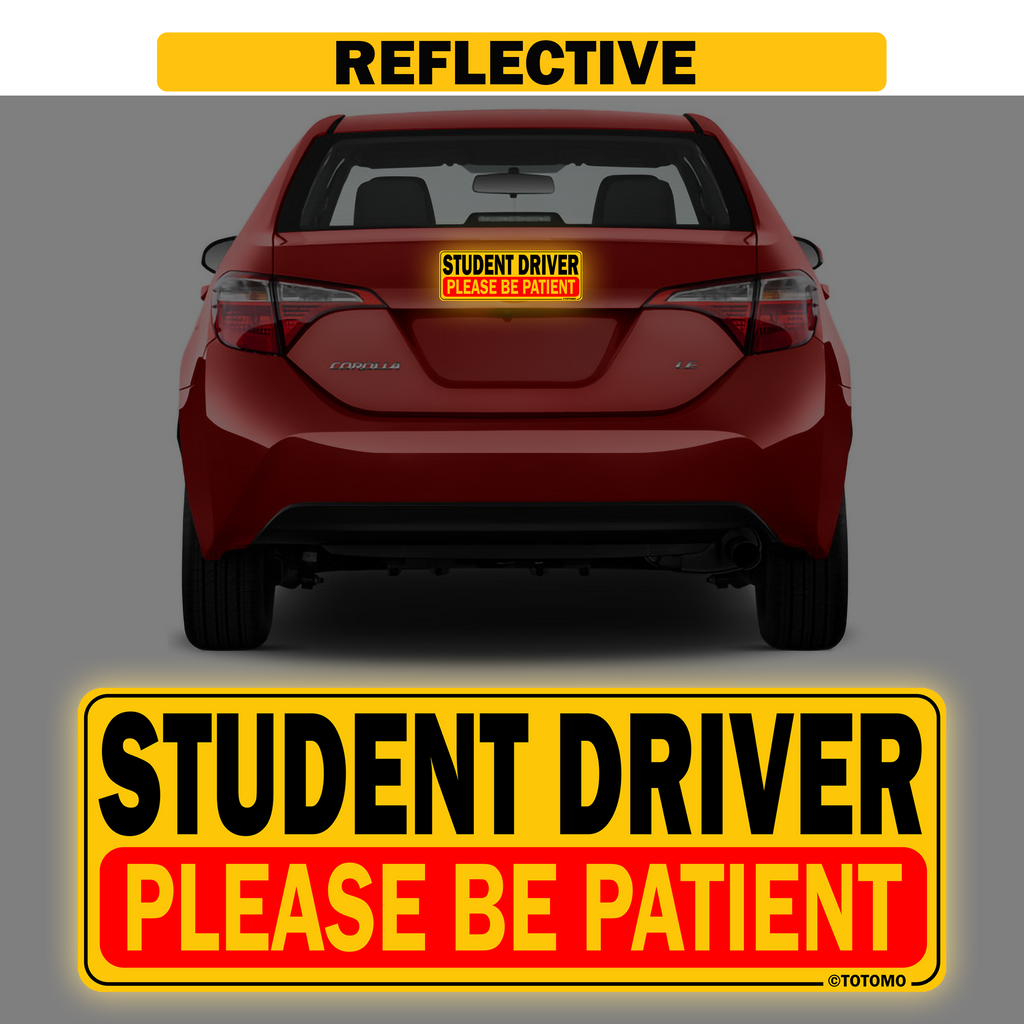 Reflective Student Driver Magnets, 10 x 3.5 Inches, 2-Pack