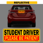 Reflective Student Driver Magnets, 10 x 3.5 Inches, 2-Pack
