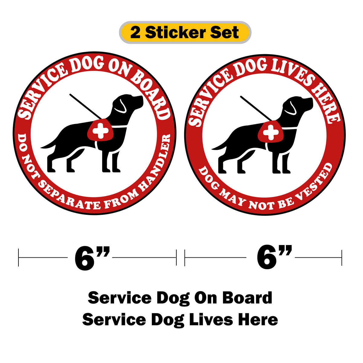 Service Dog Home and Vehicle Notice Stickers, 2-Pack