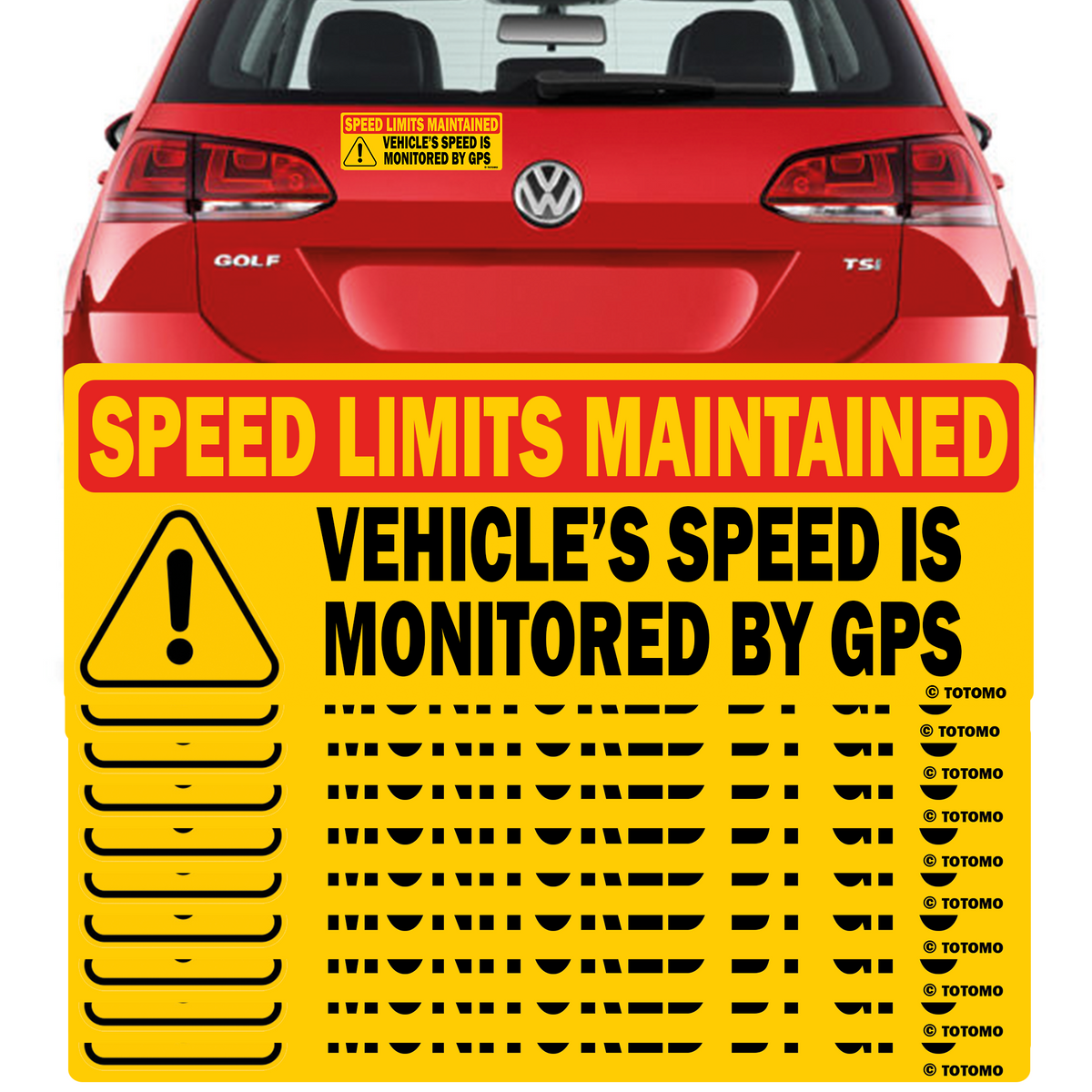 GPS Speed Monitored Reflective Vehicle Signs, Red