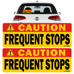 Caution Frequent Stops Reflective Vehicle Signs, Red